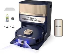 Shark UV Reveal PowerDetect Robot Vacuum,Deep Harbor, RV3025XEUSBL | UV Stain Detect, HyperSonic Mopping, PowerDetect Tech, NeuroNav AI, Heated NeverTouch Pro Base (Wash/Dry, Self-Empty)
