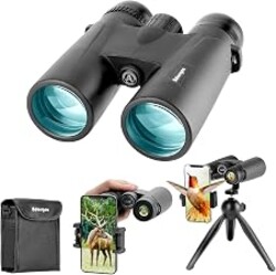 Adorrgon 12x42 High Powered Binoculars for Adults, Phone Adapter and Tripod | BAK4 Prism, FMC Optics, Waterproof, 367ft Wide View, 18.5mm Eyepieces for Bird Watching Cruise Travel Wildlife Viewing Sports