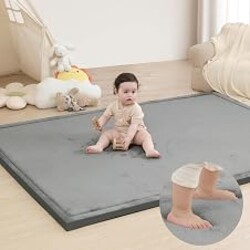 Huloo Sleep Large 79"x118" Baby Activity Play Mat Rug for Floor (Dark Gray) | 1.3" Thick Safe for Tummy Time&Crawling,Infants,Toddlers&Kids,Tatami Style for Yoga,Living Room,Classroom,Playroom
