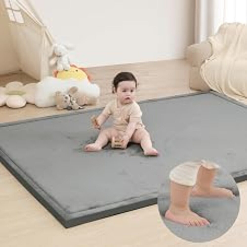 Huloo Sleep Large 79"x118" Baby Activity Play Mat Rug for Floor (Dark Gray) | 1.3" Thick Safe for Tummy Time&Crawling,Infants,Toddlers&Kids,Tatami Style for Yoga,Living Room,Classroom,Playroom