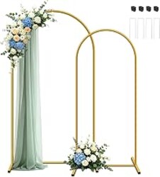 YAYOYA Metal Arch Backdrop Stand, Set of 2 (7.2ft/6ft), Wedding Arch Stand | Dustproof caps, easy set-up, balloon arch stand, for baby shower, birthday party, ceremony event decor