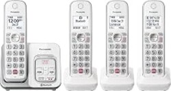 Panasonic Cordless Phone with Answering Machine, Link2Cell Bluetooth Home Phones, Voice Assistant and Advanced Call Blocking, Expandable System with 4 Handsets, Cordless Telephone, KX-TGD864W (White)