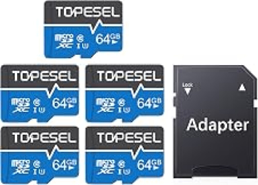 TOPESEL 64GB Micro SD Card 5Pack Micro SDXC Memory Card UHS-I, High Speed Flash TF Card for Camera/Smartphone/Dash Cam/Tablet/PC, C10, U1(64GB 5Pack)