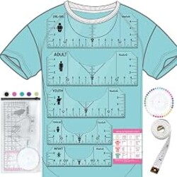 Vowlove T-Shirt Ruler for Precise Vinyl Alignment, Heat Press Guide Tool | Center & Left Chest Placement with Visual Size Icons for Cricut, Iron-on Vinyl, HTV, DTF, Sublimation Projects