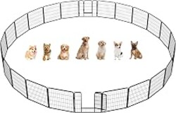 Yaheetech Dog Playpen 32in 24 Panels Pet Fence for Indoor Yard RV Camping | Easy Setup, Heavy Duty Rustproof Frame with Secure Latch Door, DIY Layouts,Foldable Storage, for Small & Medium Dogs
