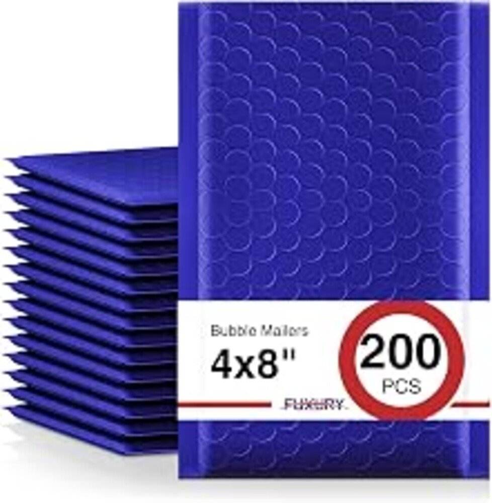 Fuxury Bubble Mailers 4x8" 200 Pack Waterproof Padded Envelopes | Usable Size 4x7,Royal Blue,Self Seal Bubble Envelopes Padded Mailers for Small Business,Trading Cards