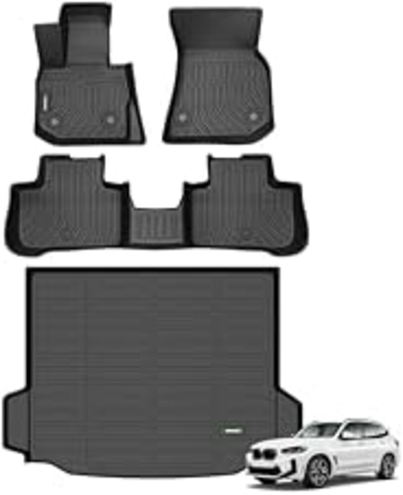 ANBINGO® Floor Mats & Cargo Liner for BMW X3 2018-2024 | sDrive30i/ xDrive30i / xDrive30e / M40i / M Base/M Competition, All Weather Waterproof Car Mat TPE Heavy Duty, Full Set-Black