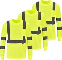 A-SAFETY Safety Shirt,High Visibility Work T Shirt Long Short Sleeve Class 3 (XS-6XL)