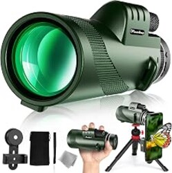 40x60 High Powered Monocular Telescope for Adults with Smartphone & Tripod | 2026 Power BAK-4 Prism Compact Monoculars, Low Night Vision, Suitable for Wildlife, Bird Watching, Hunting, Hiking