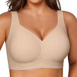 Vertvie Jelly Bras for Women No Underwire Minimizer Support | Plus Size Older Lift, Full Coverage & Smoothing Back, Push Up, Separation & Supportive, Soft Comfy Seamless Wireless Bralette