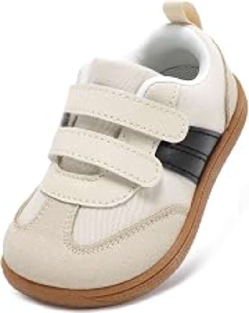 STQ KIDS Toddler Wide Toe Box Shoes First Walk Sneakers | Non-slip sole, breathable upper, zero-drop barefoot feel, Hook and loop design, supports healthy foot development