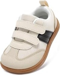 STQ KIDS Toddler Wide Toe Box Shoes First Walk Sneakers | Non-slip sole, breathable upper, zero-drop barefoot feel, Hook and loop design, supports healthy foot development