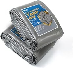 GUARD SHIELD Tarps Heavy Duty Waterproof 16x20 Feet Silver/Black Poly Tarp Cover Outdoor Thick UV Resistant Tarpaulin with Grommets 10mil (2-Pack)