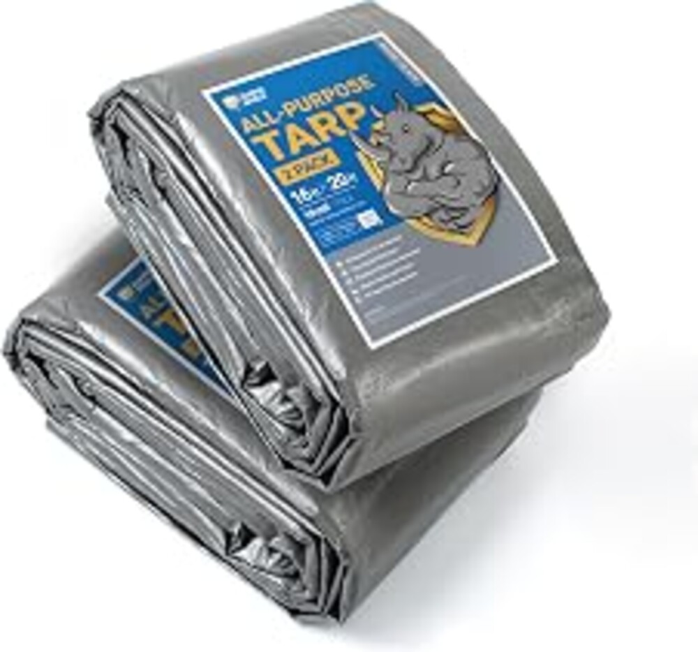 GUARD SHIELD Tarps Heavy Duty Waterproof 16x20 Feet Silver/Black Poly Tarp Cover Outdoor Thick UV Resistant Tarpaulin with Grommets 10mil (2-Pack)