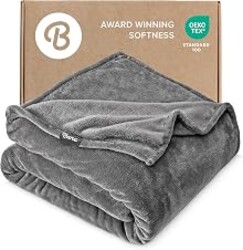 Bare Home Fleece Blanket Luxury Microplush (Baby, Grey) | Ultra-Soft Lightweight Blanket for Bed, Sofa, and Couch, Cozy & Warm Blanket