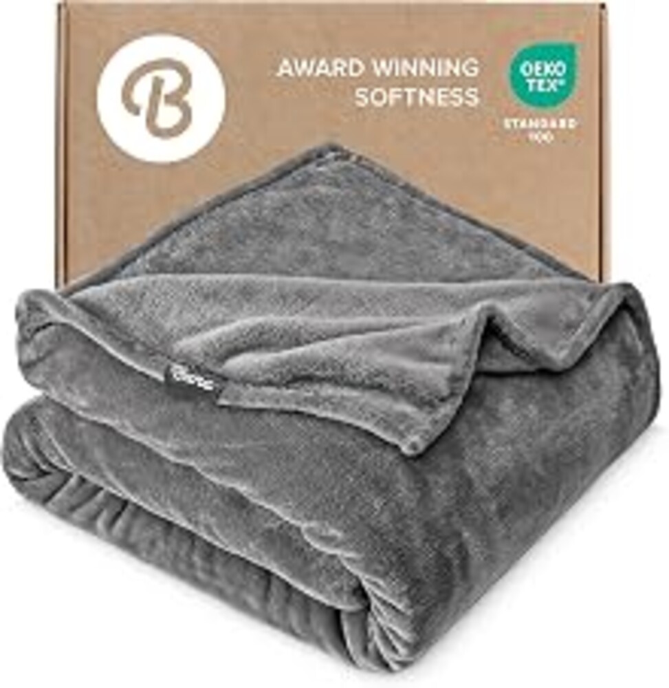 Bare Home Fleece Blanket Luxury Microplush (Baby, Grey) | Ultra-Soft Lightweight Blanket for Bed, Sofa, and Couch, Cozy & Warm Blanket