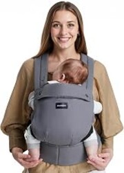 Momcozy PureHug Baby Carrier - Ergonomic, Cozy and Lightweight for 7-45 lbs | Easy to Put On, IHDI Hip-Healthy, 3D EVA Lumbar Support, X-Straps for Even Weight Distribution, 100% Cotton, Grey