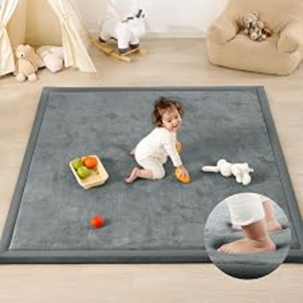 1.3" Thick Baby Play Mat for Floor, 50x50 Padded Playpen Mat,Dark Grey | Ultra Soft Playmat for Baby,Tummy Time Foam Mats,Cushioned for Infant,Kids and Toddler Crawling,Easy Care