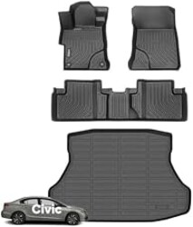 Wayhigh® Floor Mats for Honda Civic Sedan 2012-2015 (Not Coupe) | Cargo Liner All Weather TPE Car Mats Waterproof Heavy Duty Floor Mats Custom Fit for Civic Accessories