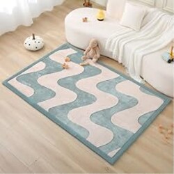 Hakuna Matte CloudSoft Mat for Floor 80" x 110" 3D Gentle Arcs Waves | Coral Velvet High density foam & Cozy Play – Non-Slip, Water-Resistant, OEKO-TEX Standard 100 certified, BPA, and phthalates.