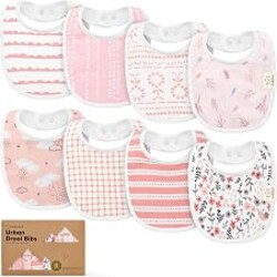 KeaBabies 8-Pack Organic Baby Bibs for Drooling and Teething (Sweet Charm) | Soft Cotton Bibs for Baby Girl, Boy, Extra Absorbent, Easy to Clean & Put On, Toddler, Newborn, Infant 0-24 Months