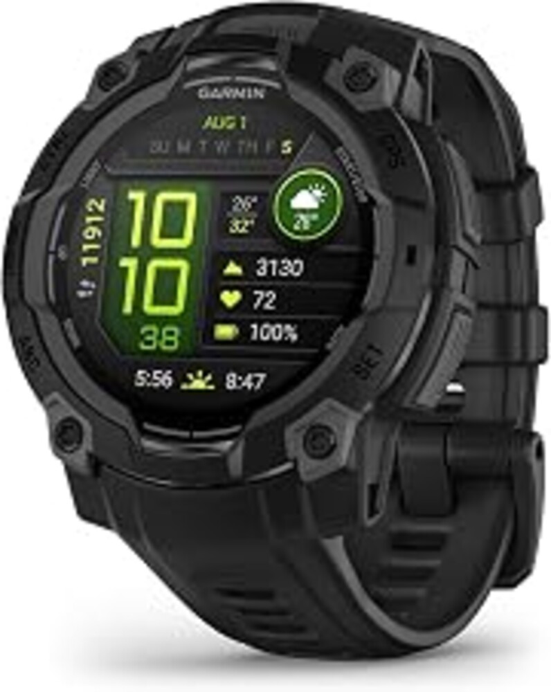 Garmin Instinct® 3 AMOLED, Rugged GPS Smartwatch, 45mm, Black | Bright AMOLED Display, Rugged Design, Metal-Reinforced Bezel, 24/7 Health Monitoring, Built-In Flashlight