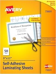 Avery® Clear Laminating Sheets, 9" x 12", Permanent Self-Adhesive, 50 Self-Laminating Sheets, Great for Protecting Documents, Photos, and Signs More (73601)