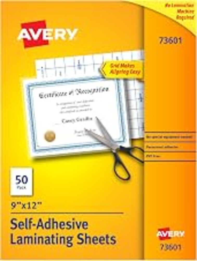 Avery® Clear Laminating Sheets, 9" x 12", Permanent Self-Adhesive, 50 Self-Laminating Sheets, Great for Protecting Documents, Photos, and Signs More (73601)