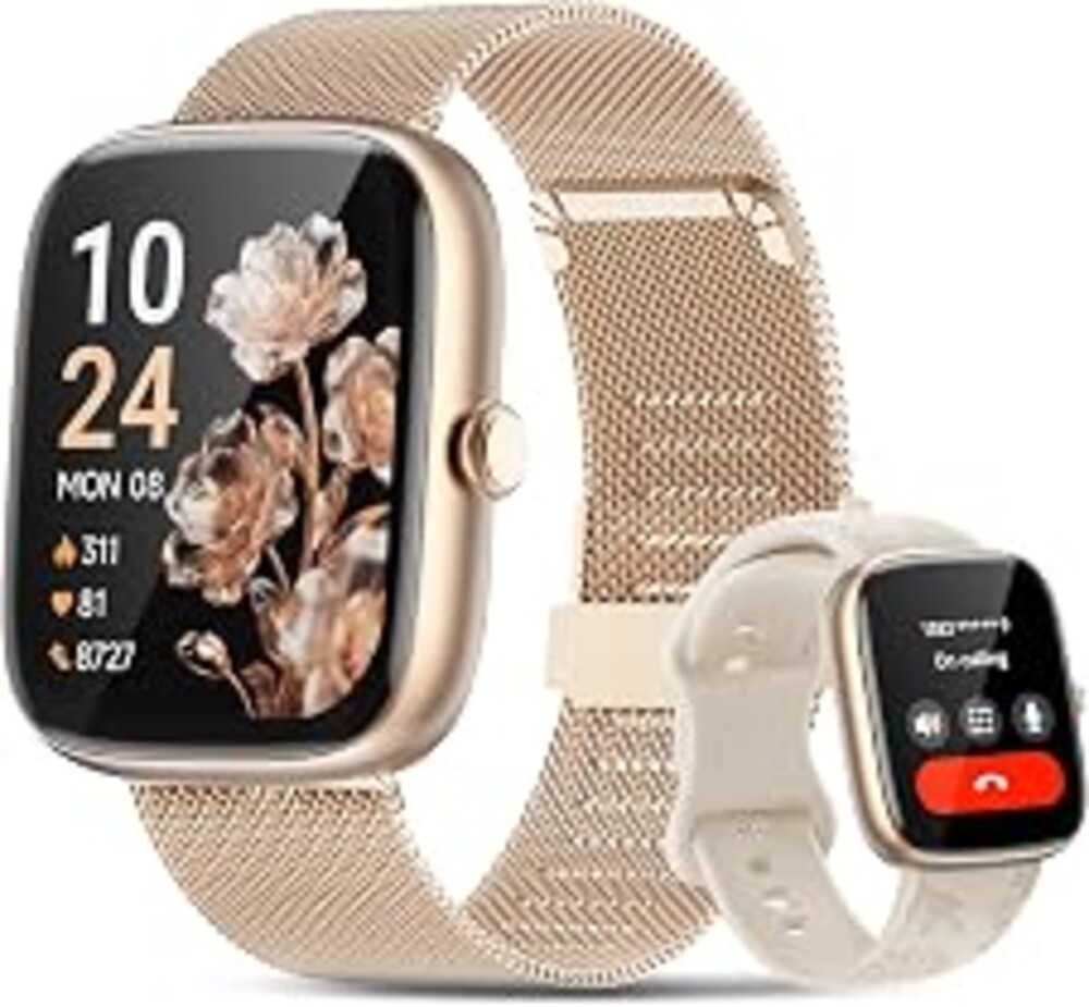 Smart Watches for Women Android/iPhone, Fitness Trackers with Answer/Call | Sleep Tracker/Step Counter/Heart Rate/SpO2 Monitor, Health Watch for 100+ Sports Modes, IP68 Waterproof, 2 Changeable Bands