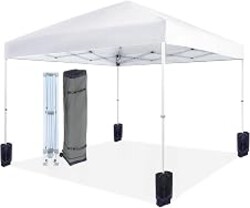 Amazon Basics Outdoor Pop Up 10 x 10 Canopy Tent for Events, Portable with Instant Easy Setup, One-Push, Includes Wheeled Carry Bag, 8 Stakes, 4 Ropes, 4 Weighted Bags, White