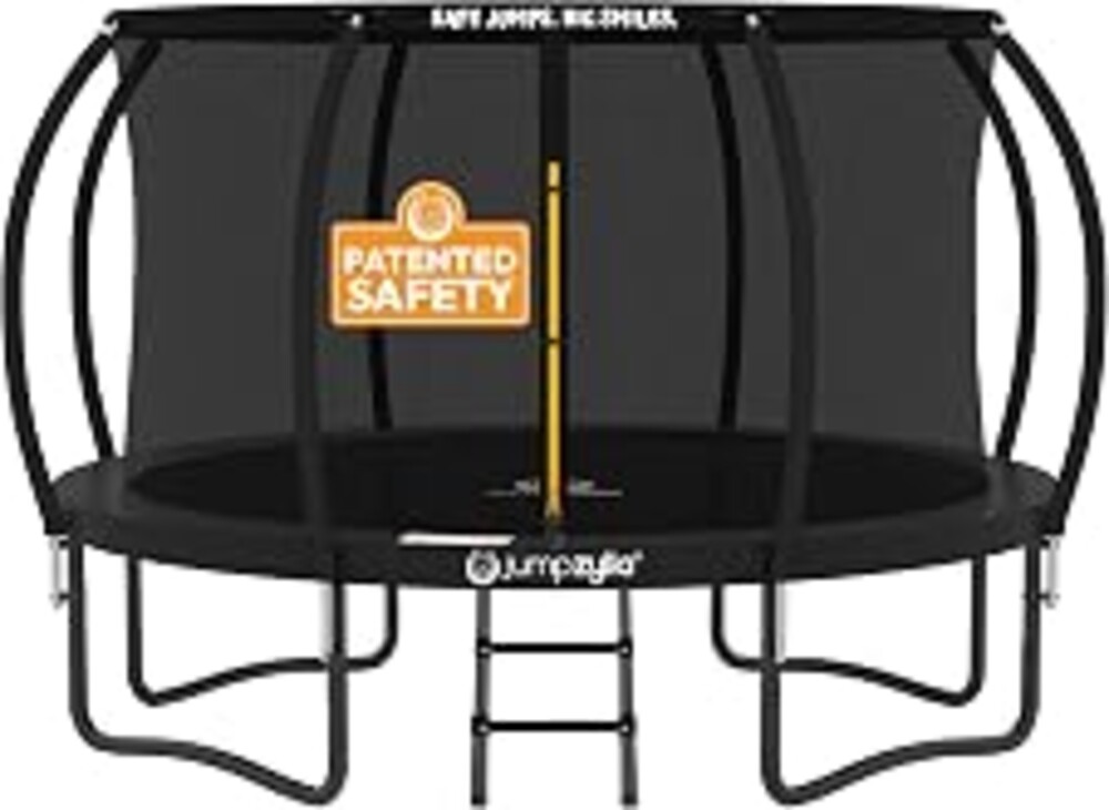 Jumpzylla Outdoor Trampoline with Net for Kids 8FT 10FT 12FT 14FT 15FT 16FT | ASTM-compliant trampoline with enclosure, non-slip ladder, rust-resistant galvanized steel frame, 8FT-16FT for kids & adults