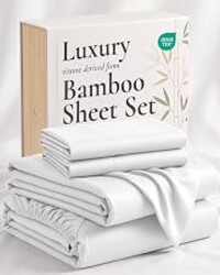 Hotel Sheets Direct 4 Piece Bed Sheet Set King Size, 100% Viscose Derived from Bamboo Sheets Set with 2 Pillowcases, Cooling & Breathable Luxury Bedding, Moisture-Wicking & Silky Soft Texture, White