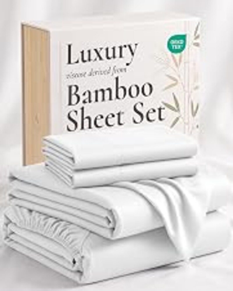 Hotel Sheets Direct 4 Piece Bed Sheet Set King Size, 100% Viscose Derived from Bamboo Sheets Set with 2 Pillowcases, Cooling & Breathable Luxury Bedding, Moisture-Wicking & Silky Soft Texture, White