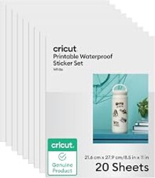 Cricut Waterproof Sticker Paper (20 White Sheets, 8.5x11) | Printable Stickers For Inkjet Printer - Works with Joy Xtra, Explore, & Maker Machines