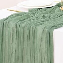 Sage Green Cheesecloth Table Runner Fall Wedding Birthday Party Home Decor | Sage Green Rustic Gauze 10FT 120in Cheese Cloth Sheer Farmhouse Dining Runner for Baby Shower Bridal Holiday Decorations