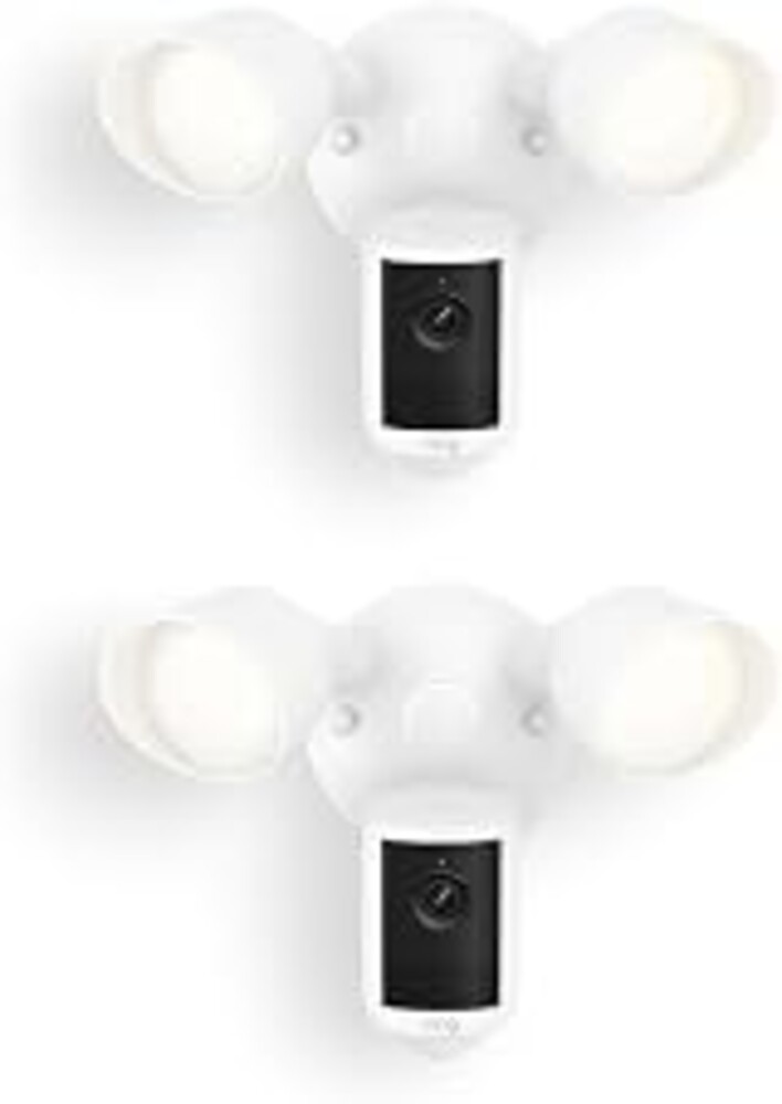 Ring Floodlight Cam 2K (newest model), Wired, Home or business security, Wide-Angle Retinal 2K Video, 6x Enhanced Zoom, Ultra-Bright Floodlights, 2-Pack, White