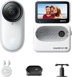 Insta360 GO 3S - 128 GB White 4K Tiny Portable Vlogging Camera, Hands-Free POVs, Mount Anywhere, 140 Min Battery Life, 10m Waterproof, Pet POV (Renewed)