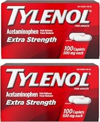 Tylenol Extra Strength Caplets, 500 mg Acetaminophen, 200 ct | Pain Reliever & Fever Reducer, Headache, Backache, Toothache, Minor Arthritis Pain Relief