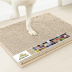 Muddy Mat® | Super Water Absorbent Door Mat Indoor, Microfiber Quick Dry Chenille Entryway Rug, Slip Resistant Front Door Mat, Indoor Mats for Entryway, Machine Washable Pet Rug, Beige 24"x36"