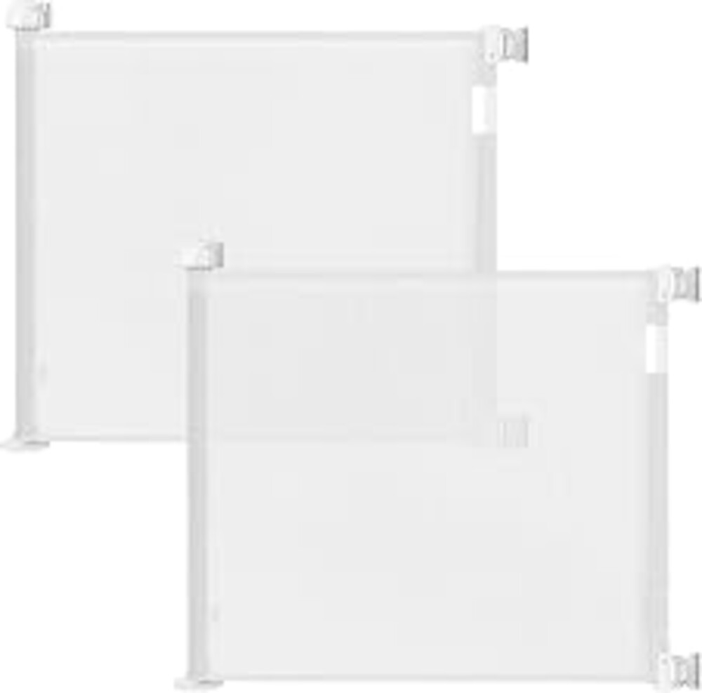 2-Pack 33"H Retractable Baby & Dog Gates, Fits up to 55"W, Hardware Mounted | 2-pack retractable gates fit openings up to 55" each; hardware-mounted, drilling required for babies, pets and doorways.