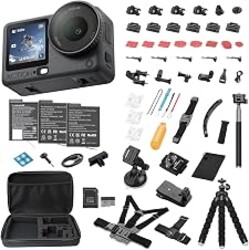 DJI Osmo Action 6 8K Waterproof Action Camera Bundle | 1/1.1" Square Sensor, 50GB Built-In Storage, Original Essential Combo + 58-in-1 Accessory Kit + 2 Extra Batteries + 64GB Card