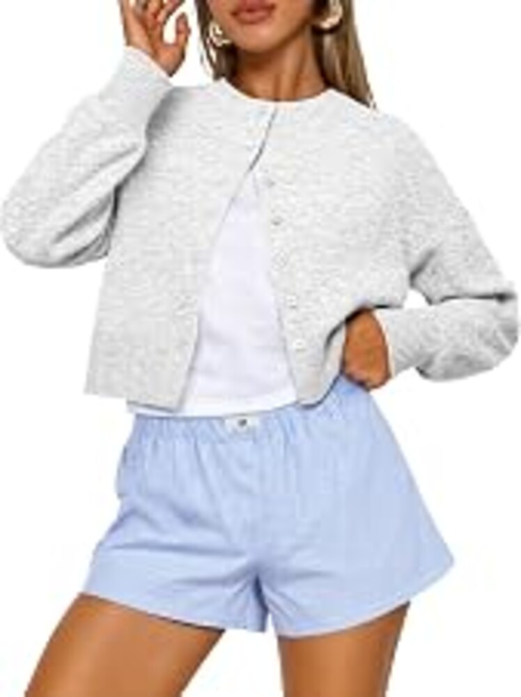 Trendy Queen Cropped Cardigan Sweaters for Women Fall Fashion Clothes 2026 | Lightweight Knit Button-Down, Versatile Layering Piece for Fall, Spring & Office Wear