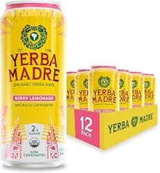 Yerba Madre Organic Yerba Mate, Low Sugar Berry Lemonade, 150mg Natural Caffeine, Energy Drink Alternative, No Jitters or Crash, 15.5 Oz (Pack of 12)