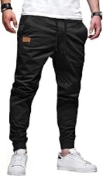 JMIERR Mens Cotton Stretch Joggers Casual Twill Athletic Track Pants | Tapered Jogger Fit, Drawstring Waist, 6.7 Inch Phone Pockets, Casual Hiking Track Pants