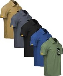 ZITY 5 Pack Mens Polo Shirt Short Sleeve Moisture Wicking Golf T-Shirt | Casual, Work, Athletic, Business, Tactical, Sport, Outdoor, Hiking, Camping, Breathable, Quick-Drying, Lightweight, Stretchy