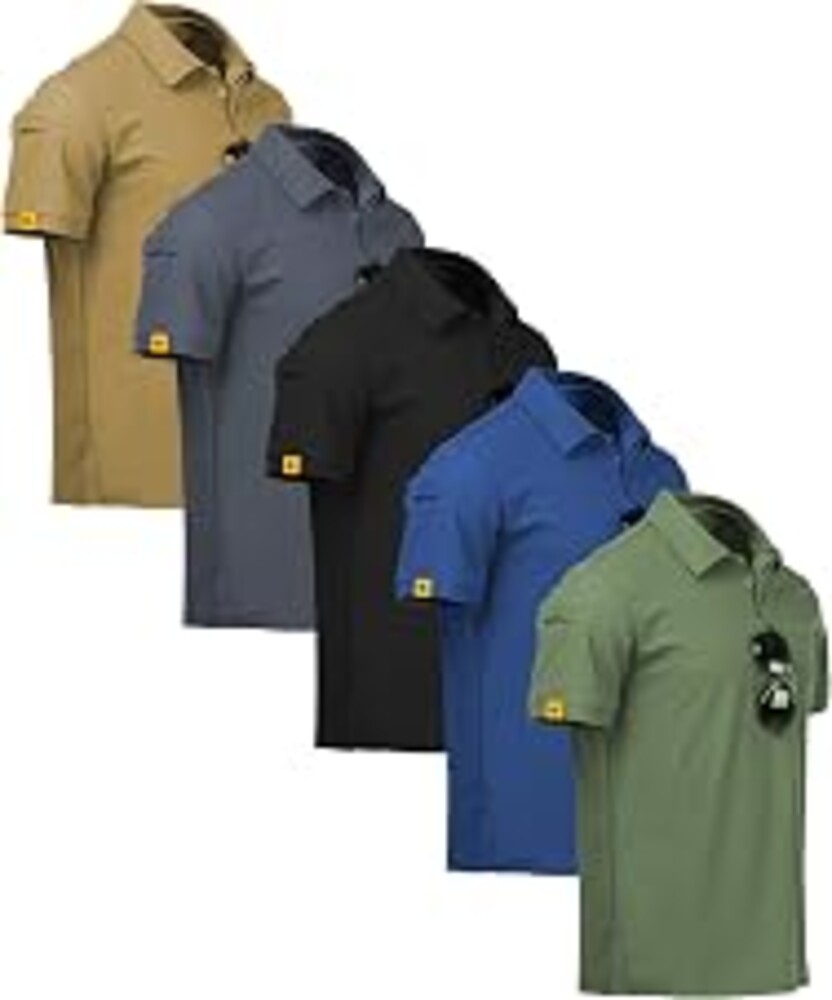 ZITY 5 Pack Mens Polo Shirt Short Sleeve Moisture Wicking Golf T-Shirt | Casual, Work, Athletic, Business, Tactical, Sport, Outdoor, Hiking, Camping, Breathable, Quick-Drying, Lightweight, Stretchy