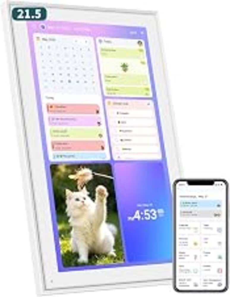 21.5 Inch Digital Calendar Wall Touch Screen Chore Chart Reward System | Smart Electronic Calendar for Family Sync Google/iCloud No Subscription Meal Planner Digital Photo Frame Gift for Women White