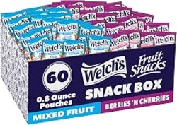 Welch's Fruit Snacks, Mixed Fruit & Berries 'N Cherries, 0.8 oz, 60 Ct | Made with whole fruit, no artificial dyes, gluten free, 25% DV Vitamins A