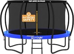 Jumpzylla Outdoor Trampoline with Net for Kids 8FT 10FT 12FT 14FT 15FT 16FT | ASTM-compliant trampoline with enclosure, non-slip ladder, rust-resistant galvanized steel frame, 8FT-16FT for kids & adults