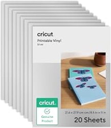 Cricut Silver Vinyl Sticker Paper (20 Sheets, 8.5x11) | Printable Stickers For Inket Printer - Compatible with Cricut Maker, Explore, & Joy Xtra Machines